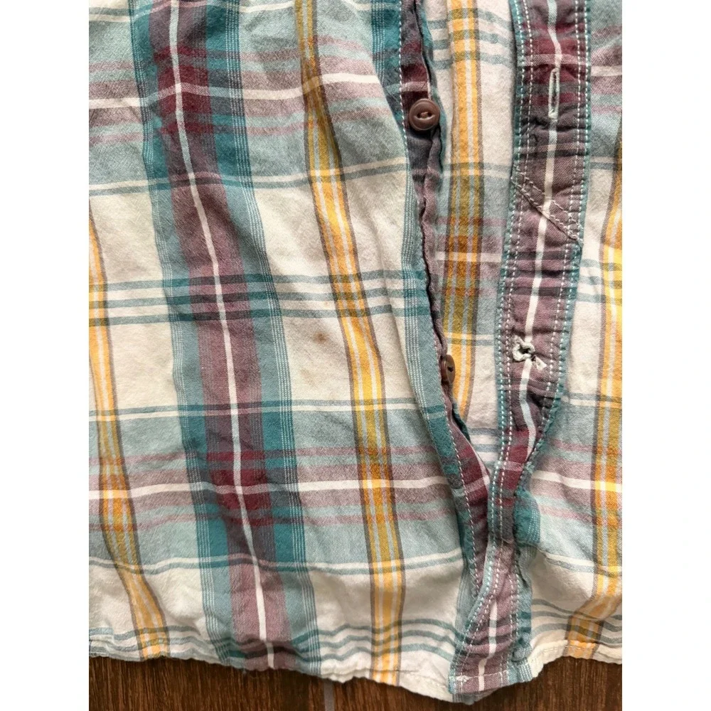The North Face Mens XXL Plaid Button Down Shirt‎ Short Sleeve Cotton Modal Teal